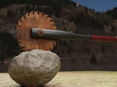 Zombie saw bat Low-poly 3D model