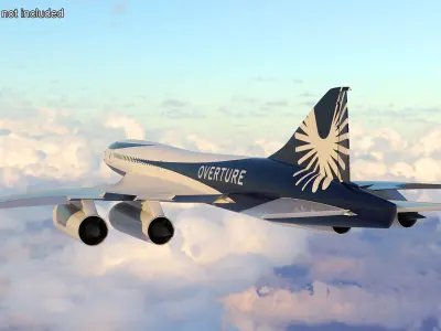  Overture Supersonic Jet Aircraft Rigged for Cinema 4D 