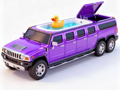 Purple Party Limo SUV 3D Model Low-poly 3D model