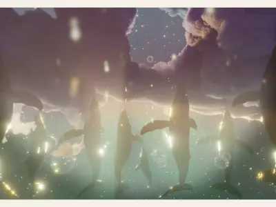 Dreamlike Whale Sky - Fantasy 3D Render and Model 3D model