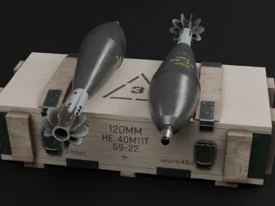 Game-Ready Mortar Bomb Military Box Pack Low-poly 3D model