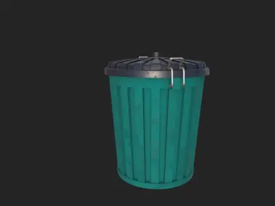 plastic trash bin  Low-poly 3D model