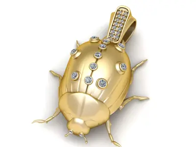 Golden Beetle Pendant 3D print model