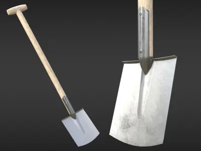 Game-ready Clean Shovel - Unity - HDRP - UE4 Free low-poly 3D model