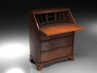 Wood Secretary Desk 3D model