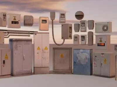 Electric Box Cyberpunk Style Low-poly 3D model