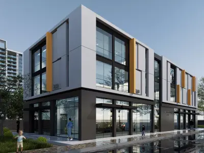 Commercial building Low-poly 3D model 11