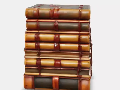 Worn Stack Books Low-poly 3D model