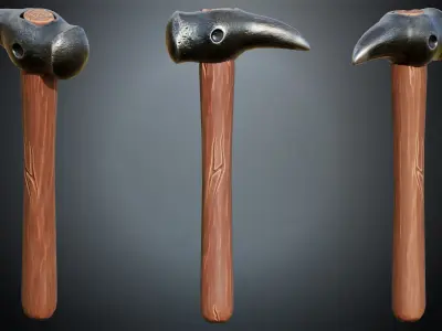 Blacksmith Hammer Low-poly 3D model