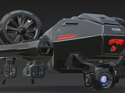 Futuristic Black Sci Fi Drone Low-poly 3D model