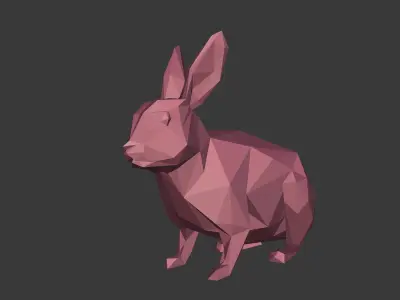 Low Poly Cartoon Rabbit Low-poly 3D model