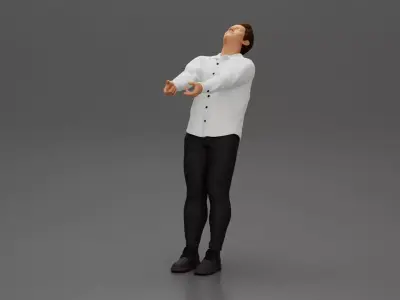 Man leaning back holding hands enjoying a playful dance moment 3D print model