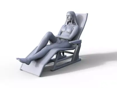 Girl in deck chair for ship model railway model or diorama 3D print model V3