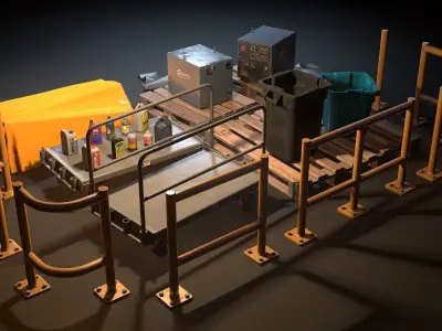 Storage Generic Prop Collection - Game ready Low-poly 3D model