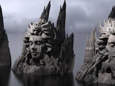 Fallen Angel cliffs 3 Dark versions 3D model