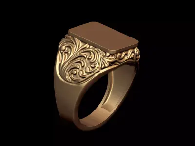 Gents Plain Signet Ring 3D print model