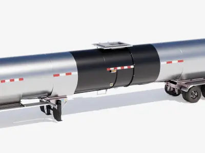 Hot Oil Tank Trailer Low-poly 3D model