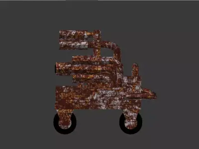 RustedTurrent wooden wagon 3D model