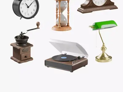 Retro Props Collection Low-poly 3D model