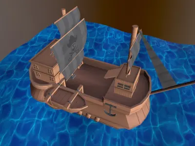 Free Stylized Ship Free low-poly 3D model
