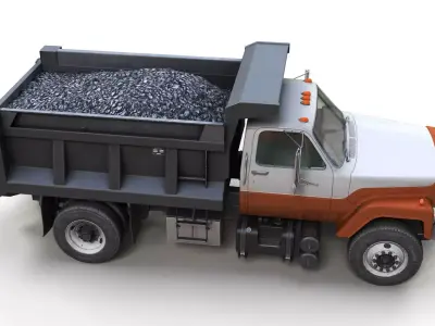 80s dump truck game ready model Low-poly 3D model
