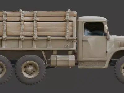 WWII Heavy Logistics Truck 3D Model Low-poly 3D model