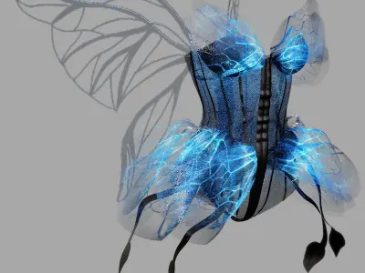 Butterfly Dress   Low-poly 3D model