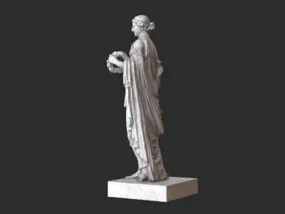 Roman Woman Statue - Marble Low-poly 3D model