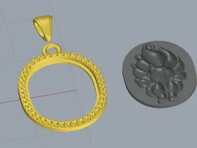 Wolf Diamond Victorian Gold Silver Pendant Design 3D print model