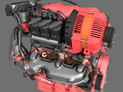 Car V6 Engine 3D model