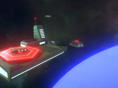 Retro Space Base Low-poly 3D model