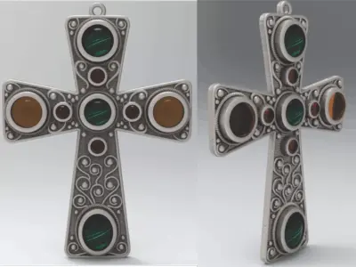Cabochon Cross Pendant 3D print model