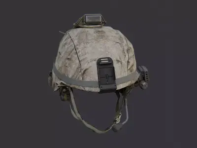Usmc Tactical Helmet with Headset and IR Patch Low-poly 3D model