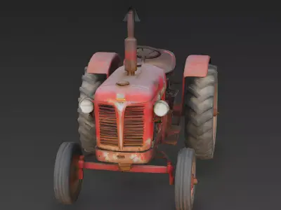 Vintage Rusty Farm Tractor 3D Model Low-poly 3D model