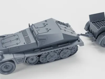Sd Kfz 252 Leichte Gepanzerte and trailer 3D print model