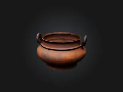 Rusted Iron Pot Low-poly 3D model