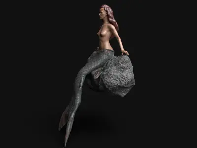 Mermaid in zbrush Low-poly 3D model