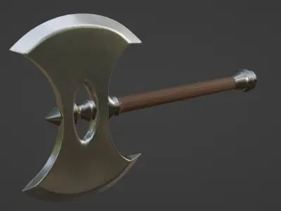 Battle axe Low-poly 3D model 23