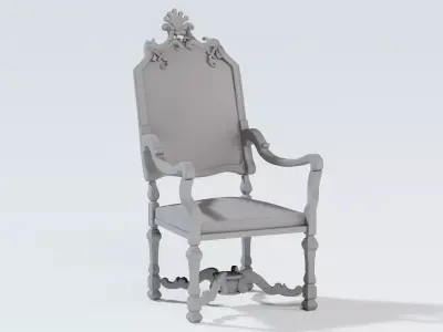 king armchair Louis XIV 3D model