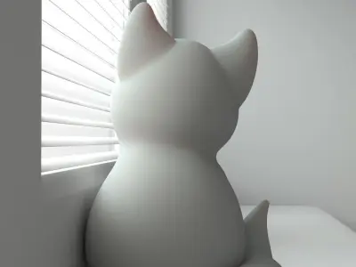 White Little Cat 3D model