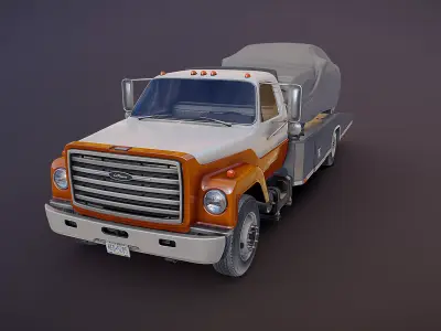 80s ramp truck Low-poly 3D model
