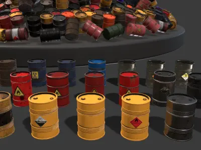 Barrel Pack - 60 Barrels Low-poly 3D model