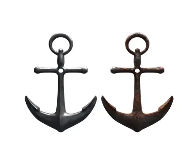 ship anchor with new clean and rusted pbr textures Low-poly 3D model