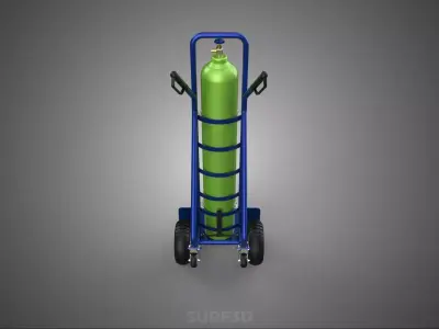 PORTABLE MEDICAL OXYGEN BOTTLE CYLINDER HAND TRUCK TROLLEY CART 3D model