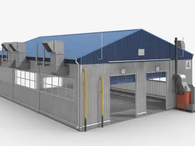 Factory Facility UralSpetsTrans Simplified Rigged 3D model