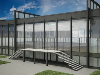 Modern Glass Office Building 3D model