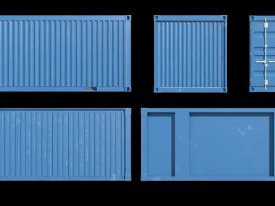 Blue Shipping Container- 4k PBR Low-poly 3D model