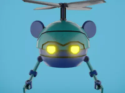 MouseBot toy helicopter with glowing eyes Low-poly 3D model