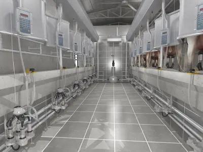 Milking Parlor 2 Green 3D model