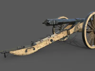 Cannon old Low-poly 3D model by yusifff